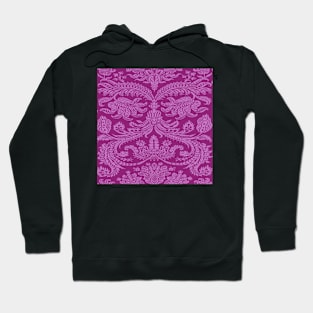 Lilac on Raspberry Medieval Damask Scrolls Hoodie